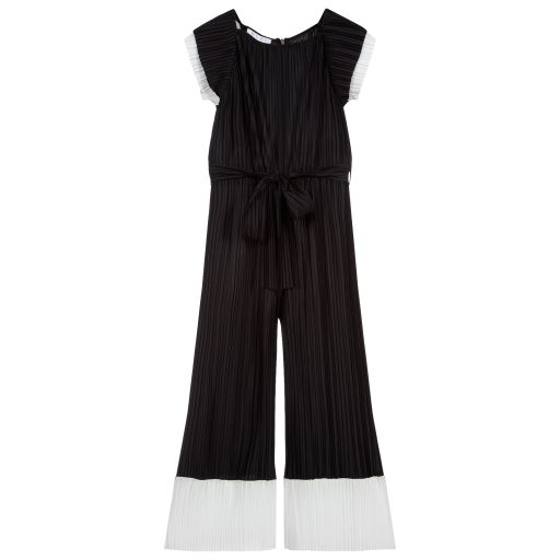 Elsy-Girls Black Pleated Jumpsuit | Childrensalon Outlet