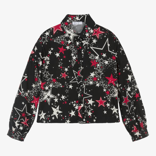 Elsy-Girls Black Starry Viscose Shirt | Childrensalon Outlet