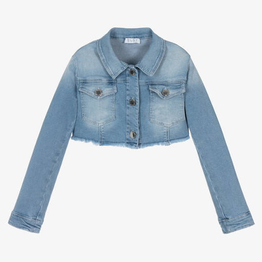 Elsy-Girls Blue Denim Cropped Jacket | Childrensalon Outlet