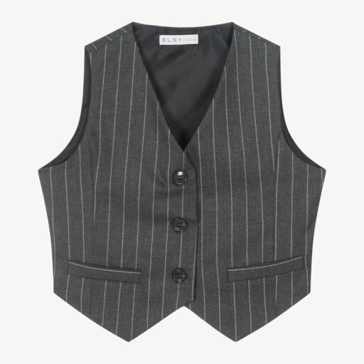 Elsy-Girls Charcoal Striped Waistcoat | Childrensalon Outlet