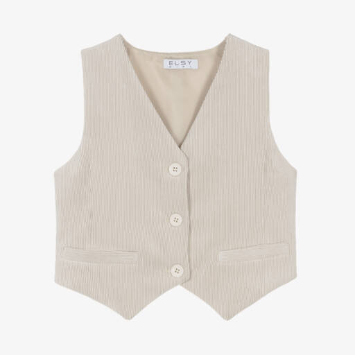 Elsy-Girls Cream Corduroy Vest | Childrensalon Outlet