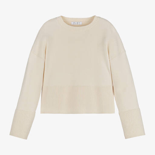 Elsy-Girls Cream Knit Pullover | Childrensalon Outlet