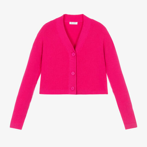 Elsy-Girls Fuchsia Pink Knit Cropped Cardigan | Childrensalon Outlet