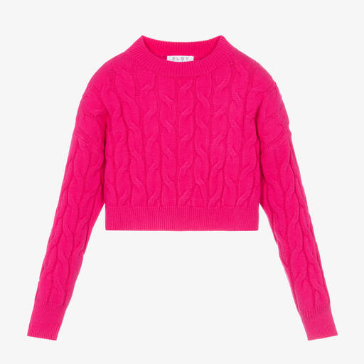 Elsy-Kurzer Strickpullover in Fuchsia-Pink für Mädchen | Childrensalon Outlet