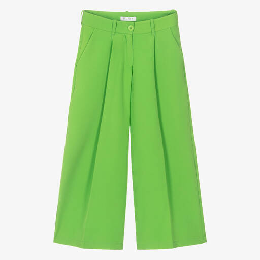 Elsy-Girls Green Wide Leg Crêpe Trousers | Childrensalon Outlet