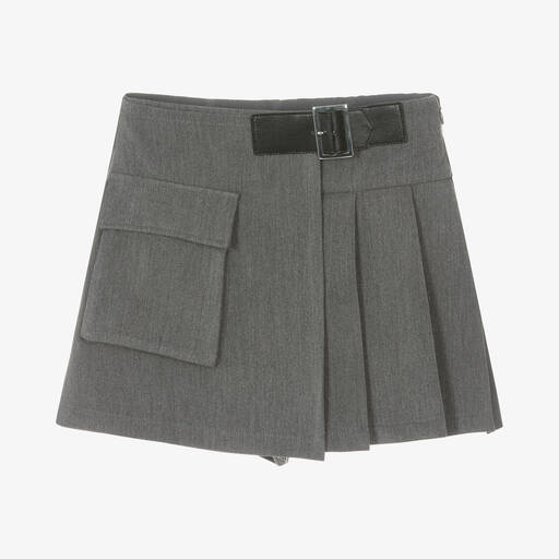 Elsy-شورت سكورت مزيج فيسكوز بكسرات لون رمادي | Childrensalon Outlet