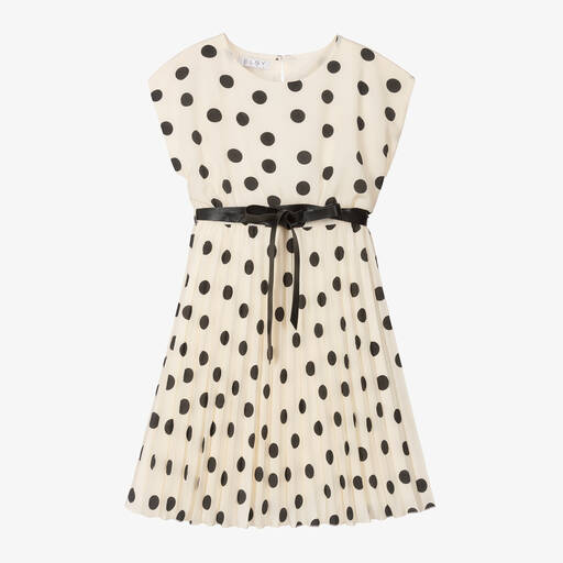 Elsy-Girls Ivory & Black Polka Dot Dress | Childrensalon Outlet