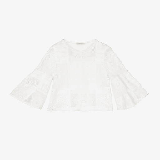 Elsy-Кремовая хлопковая блузка для девочек | Childrensalon Outlet