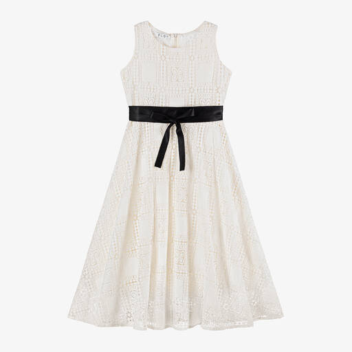 Elsy-Girls Ivory Cotton Guipure Lace Dress | Childrensalon Outlet