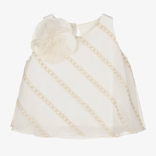 Elsy-Girls Ivory & Gold Chain Blouse | Childrensalon Outlet