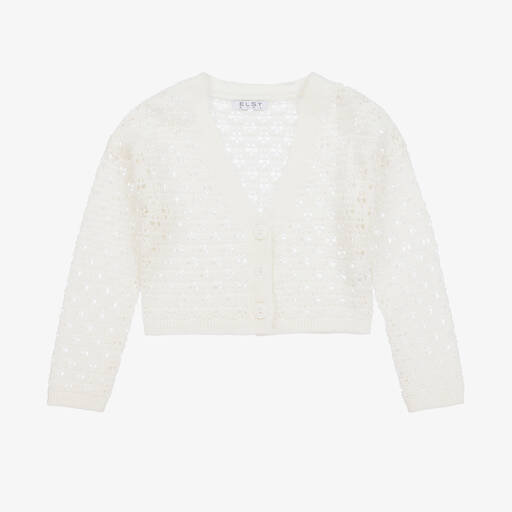 Elsy-Girls Ivory Lace Knit Cotton Cardigan | Childrensalon Outlet