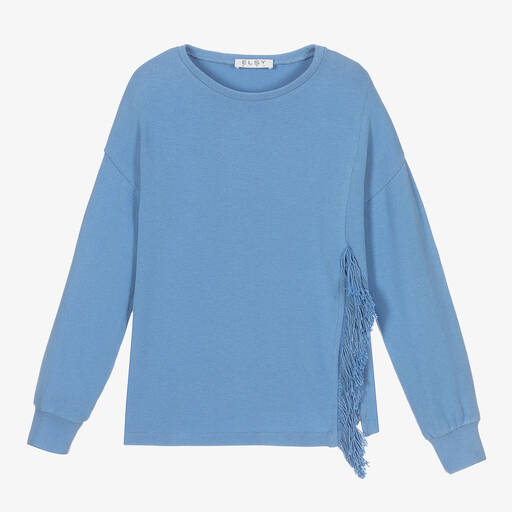 Elsy-Hellblauer Pullover mit Fransen (M) | Childrensalon Outlet