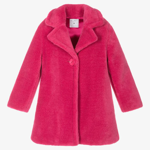 Elsy-Pinker Mantel aus Teddy-Fleece | Childrensalon Outlet
