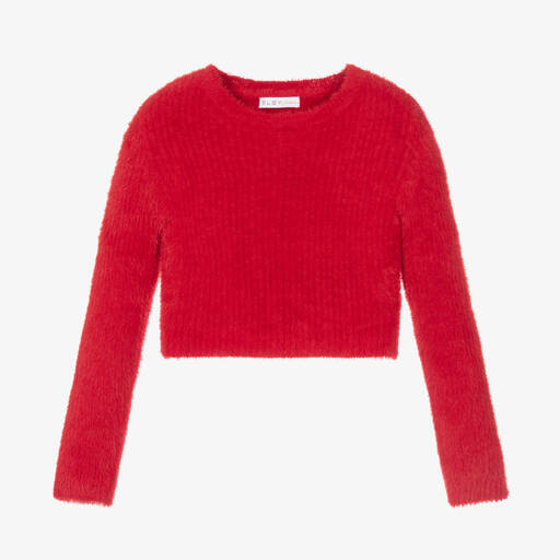 couture by Elsy-Kurzer, flauschiger Strickpullover in Rot für Mädchen | Childrensalon Outlet