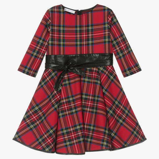 couture by Elsy-Girls Red Tartan Belted Dress | Childrensalon Outlet