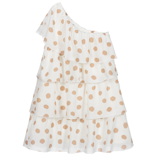 Elsy-Платье цвета слоновой кости в бежевый горох | Childrensalon Outlet