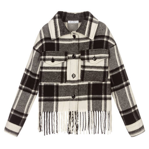 Elsy-Ivory & Black Tartan Jacket | Childrensalon Outlet