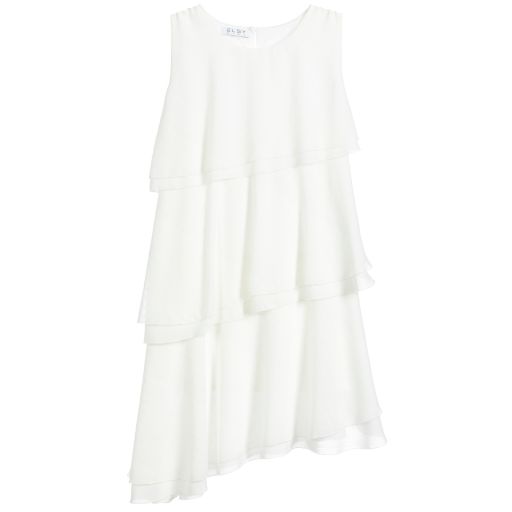Elsy-Ivory Chiffon Tiered Dress | Childrensalon Outlet