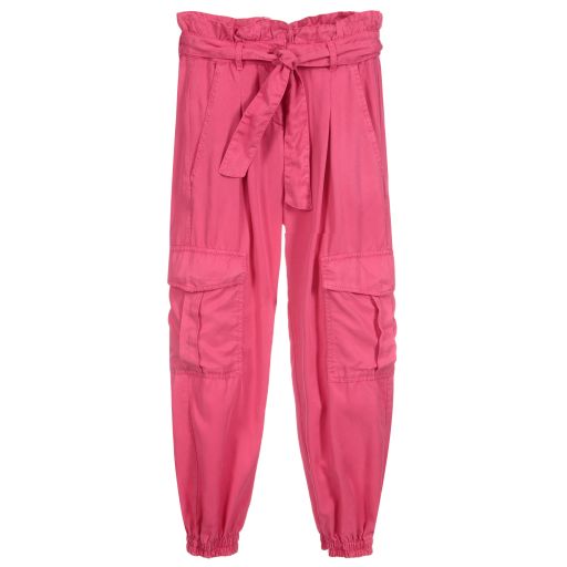 Elsy-Pink Viscose Cargo Trousers | Childrensalon Outlet