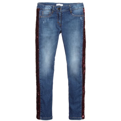Elsy-Slim Sequin Tape Denim Jeans | Childrensalon Outlet