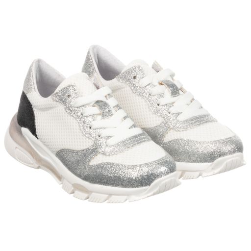 Elsy-Teen Silver & White Trainers | Childrensalon Outlet