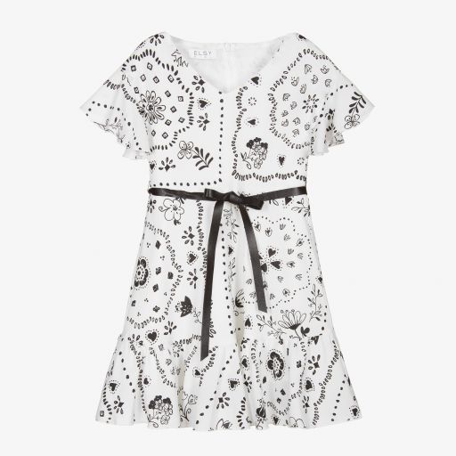 Elsy-White & Black Bandana Dress | Childrensalon Outlet