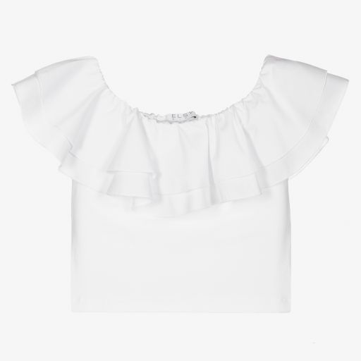 Elsy-White Cotton Bardot Top | Childrensalon Outlet