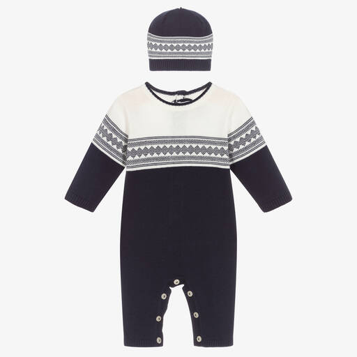 Emile et Rose-Baby Boys Blue Babysuit Set | Childrensalon Outlet