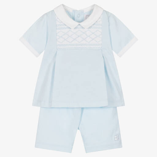 Emile et Rose-Baby Boys Blue Cotton Shorts Set | Childrensalon Outlet