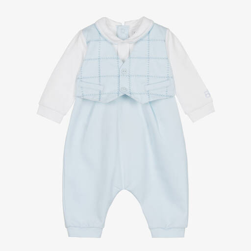 Emile et Rose-Pyjama bleu et blanc en coton bébé | Childrensalon Outlet