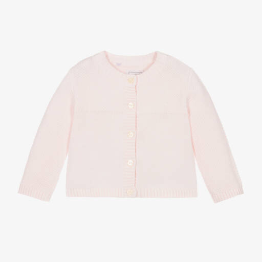 Emile et Rose-Baby Girls Pale Pink Cotton Knit Cardigan | Childrensalon Outlet