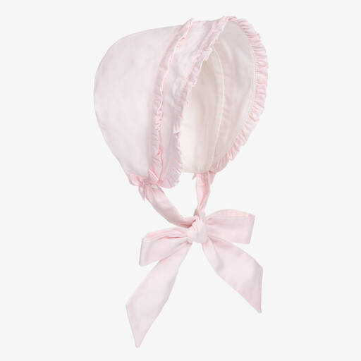 Emile et Rose-Baby Girls Pink Cotton Bonnet  | Childrensalon Outlet