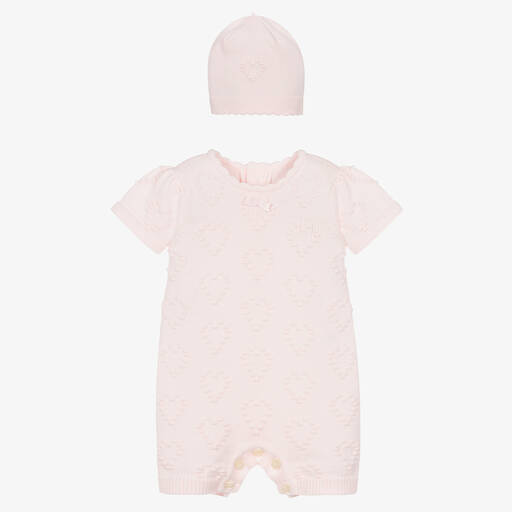Emile et Rose-Baby Girls Pink Cotton Knit Shortie Set | Childrensalon Outlet