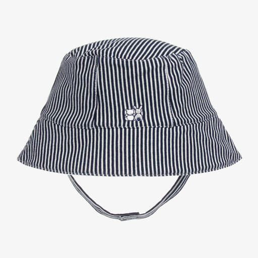 Emile et Rose-Baby White & Blue Striped Sun Hat | Childrensalon Outlet