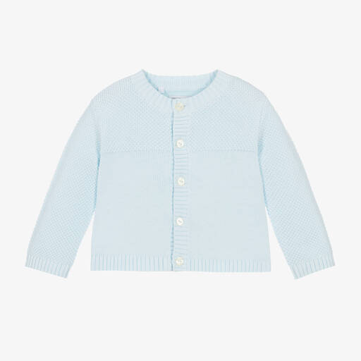 Emile et Rose-Blue Cotton Knit Baby Cardigan | Childrensalon Outlet