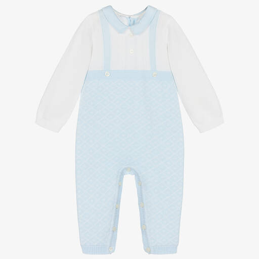 Emile et Rose-Pyjama bleu et blanc en maille | Childrensalon Outlet