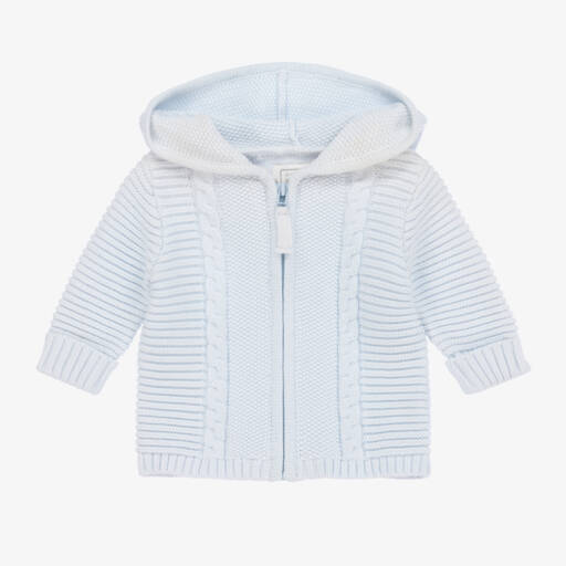 Emile et Rose-Boys Soft Blue Cotton Zip Cardigan | Childrensalon Outlet