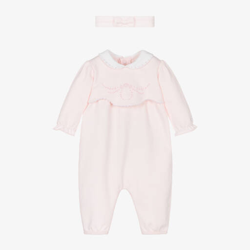 Emile et Rose-Girls Cotton-Soft Pink Romper Ensemble | Childrensalon Outlet