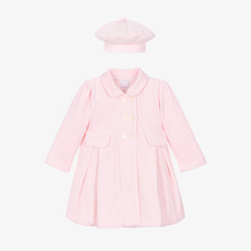 Emile et Rose-Girls Pale Pink Velour Coat Set | Childrensalon Outlet