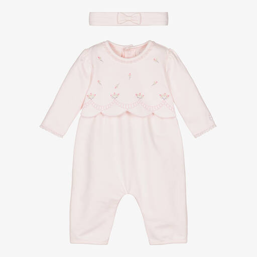 Emile et Rose-Girls Pink Floral Cotton Babysuit Set | Childrensalon Outlet