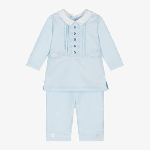 Emile et Rose-طقم بنطلون قطن لون أزرق فاتح للمواليد | Childrensalon Outlet