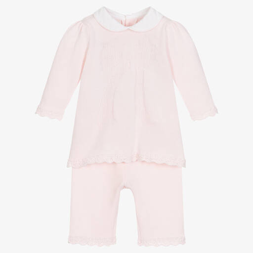 Emile et Rose-Pink Knitted Baby Trouser Set | Childrensalon Outlet