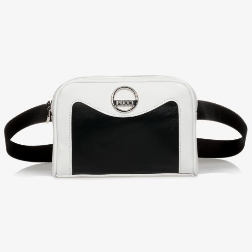 PUCCI-حقيبة حزام جلد لون أسود وأبيض للبنات (16 سم) | Childrensalon Outlet
