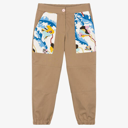 PUCCI-Girls Beige Ranuncoli Trousers | Childrensalon Outlet
