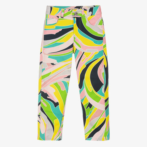 PUCCI-Girls Green Vetrate Jeans | Childrensalon Outlet