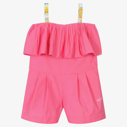 PUCCI-Girls Pink Cotton Lance Playsuit | Childrensalon Outlet