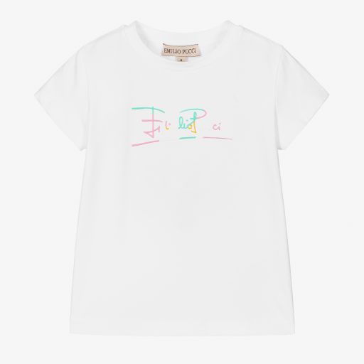 PUCCI-Weißes T-Shirt für Mädchen | Childrensalon Outlet