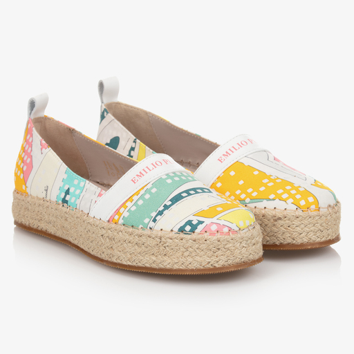PUCCI-حذاء اسبادريل تينز بناتي قماش لون عاجي | Childrensalon Outlet
