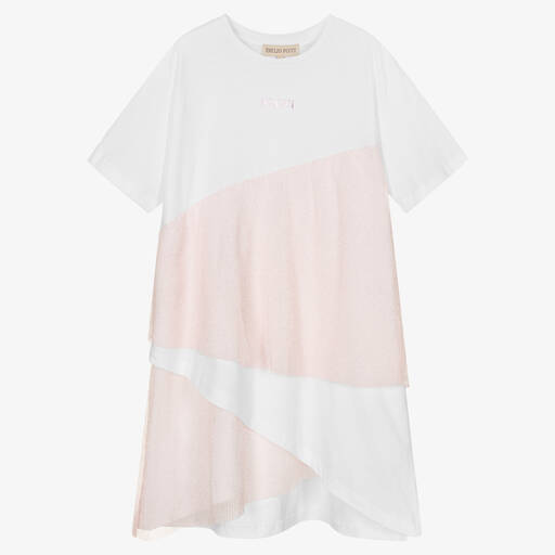 PUCCI-Teen White & Pink Frill Dress | Childrensalon Outlet