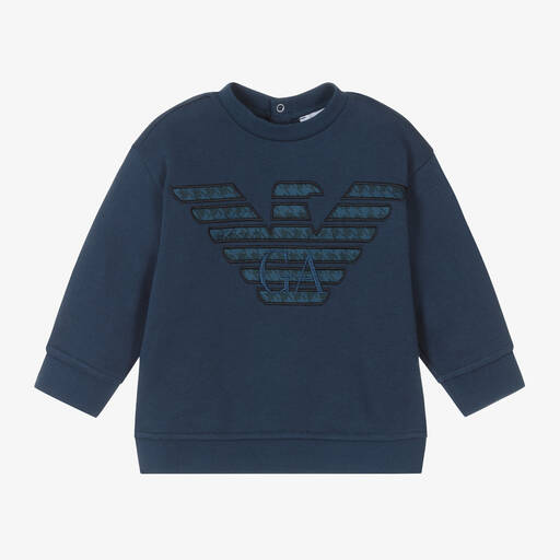 Emporio Armani-Синий хлопковый свитшот для малышей | Childrensalon Outlet